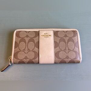 Coach Leather and Logo Canvas Zio Around Wallet